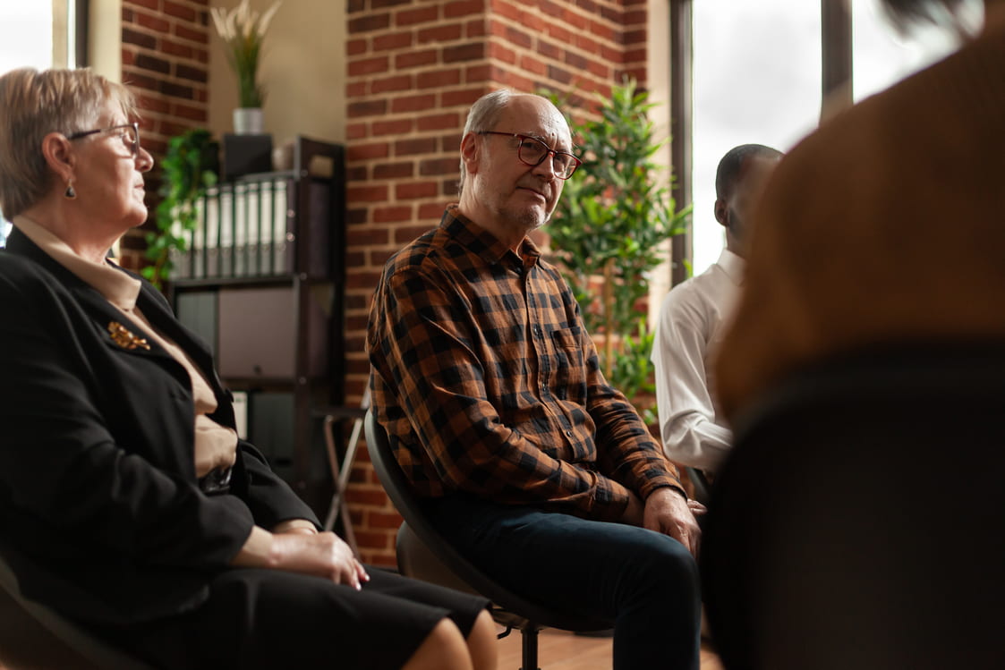 A group therapy in mental health support program in Ontario.